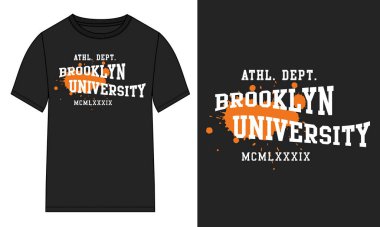 Tipografi tişörtü göğüs izi tasarımı basılmaya hazır. Modern, harfli t-shirt vektör çizimi