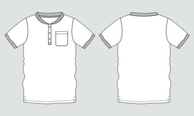 Raglan Kısa kollu tişört Teknik moda düz çizim vektör illüstrasyonu