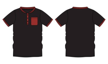 Raglan Kısa kollu tişört Teknik moda düz çizim vektör illüstrasyonu