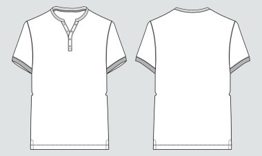Raglan Kısa kollu tişört Teknik moda düz çizim vektör illüstrasyonu