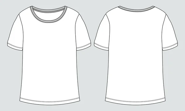 Shirt Plat Croquis Vectoriel Illustration Modèle Avant Arrière Vues — Image vectorielle