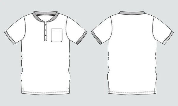 Raglan Short Sleeve Shirt Technical Fashion Flat Sketch Vector Illustration — Stock Vector