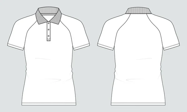 Kurzarm Poloshirt Mit Tasche Technische Mode Flache Skizze Vektor Illustration — Stockvektor