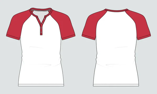 Raglan Shirt Met Korte Mouwen Technical Fashion Vlakke Schets Vector — Stockvector