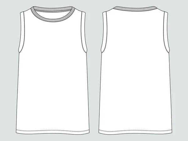 Sleeveless Tank Top Overall Technical Drawing Fashion Flat Sketch Vector — ストックベクタ