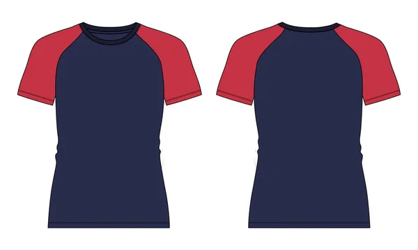 Shirt Piatto Schizzo Vettore Illustrazione Modello Anteriore Posteriore Viste — Vettoriale Stock