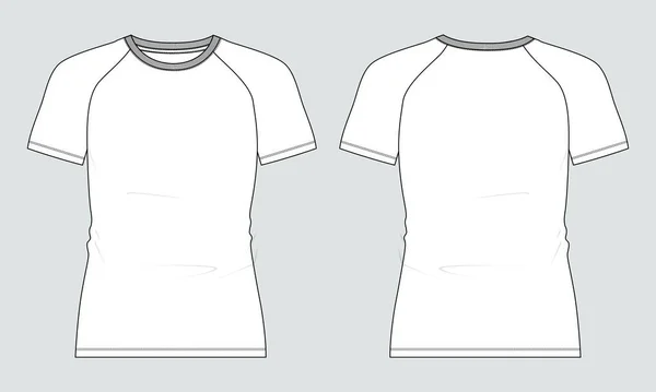 Camiseta Plano Bosquejo Vector Ilustración Plantilla Vista Frontal Trasera — Vector de stock