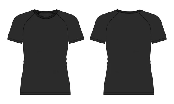 Shirt Platte Schets Vector Illustratie Sjabloon Voor Achterkant Weergaven — Stockvector