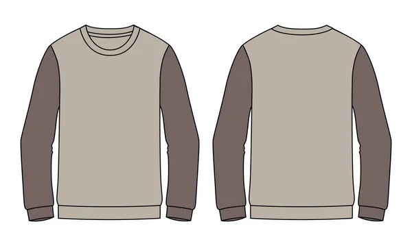 Two Tone Neck Long Sleeve Sweatshirt Overall Fashion Flat Sketches — Stockvector