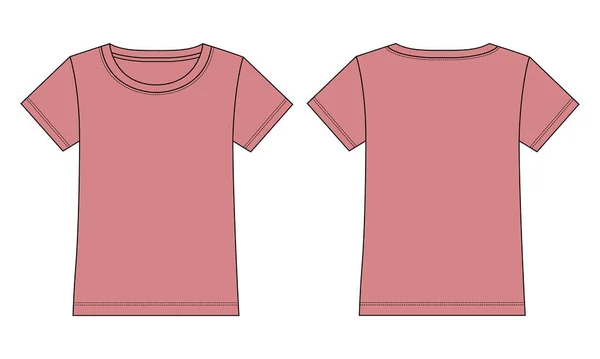Short Sleeve Shirt Tops Vector Illustration Template Ladies Baby Girls — Stock Vector