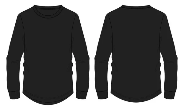 Leher Bulat Sweatshirt Lengan Panjang Mode Keseluruhan Flat Sketches Gambar - Stok Vektor