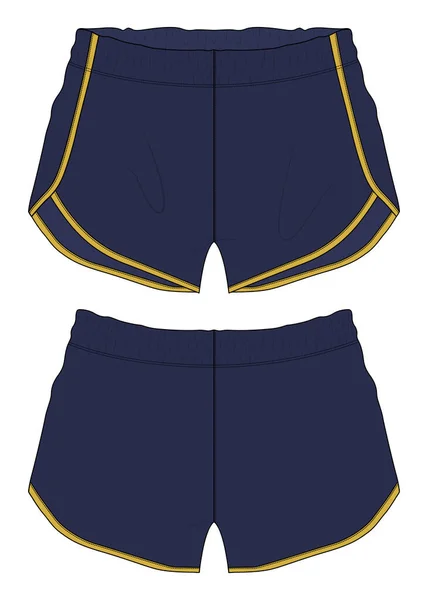 Kleding Katoen Stof Sport Shorts Mock Voor Achterkant Uitzicht — Stockvector