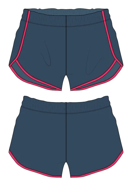 Kläder Bomull Tyg Sport Shorts Mock Front Och Bakåt Vyer — Stock vektor