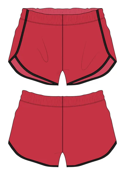 Vêtements Coton Tissu Sport Shorts Maquettes Vue Avant Arrière — Image vectorielle