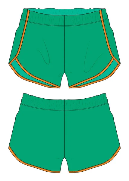 Abbigliamento Cotone Tessuto Sport Pantaloncini Modello Vista Anteriore Posteriore — Vettoriale Stock