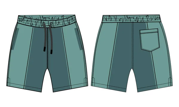 Niños Sweat Shorts Vector Plantilla Dibujo Plano Moda Hombres Jóvenes — Archivo Imágenes Vectoriales