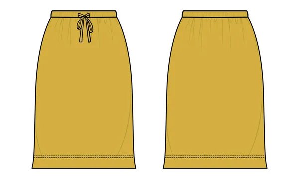 Ladies Bottom Wear Fashion Dress Design Technical Sketch Vector Template — Stockový vektor