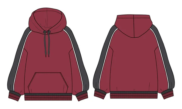 Hoodie Fashion Flat Sketch Mockup Vector Template — Stock Vector