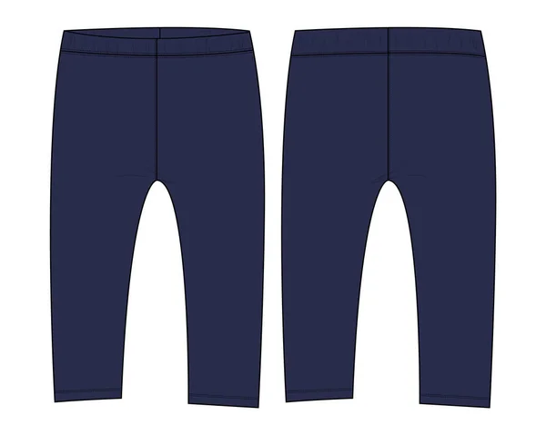 Pantalón Pantalón Para Niñas Dibujo Plano Moda Ilustración Vectorial Vista — Vector de stock