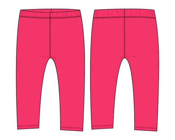 Pantalón Pantalón Para Niñas Dibujo Plano Moda Ilustración Vectorial Vista — Vector de stock