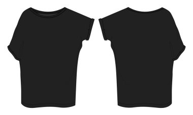 Kadın Üstü. Büyük beden gömlek giyimi teknik moda daireleri taslak vektör şablonu. 