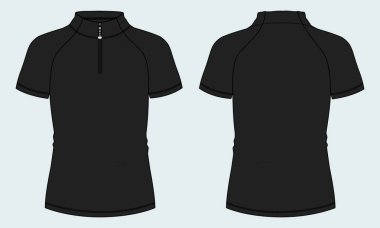 Erkekler kısa kollu bisiklet forması, kısa fermuarlı, ön ve arka manzaralı. Spor kıyafetleri ve spor kıyafetleri için üniforma hazırla.. 