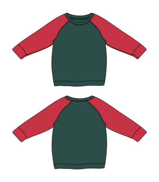Long Sleeve Sweatshirt Overall Technical Fashion Flat Sketch Vector Illustration — Stock Vector