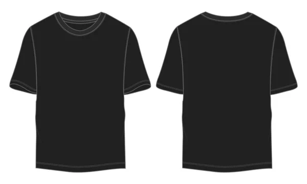 Modello Illustrazione Vettoriale Shirt Maniche Corte Vista Anteriore Posteriore Isolato — Vettoriale Stock