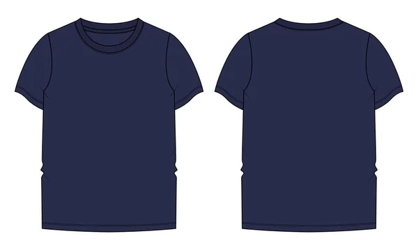 Шаблон Векторной Иллюстрации Рубашки Коротким Рукавом Вид Спереди Сзади Изолированный — стоковый вектор