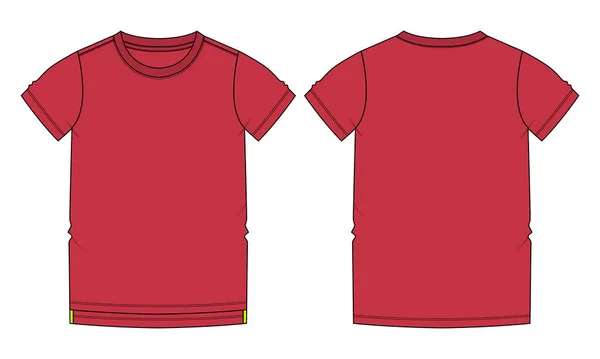 Camiseta Manga Corta Vector Ilustración Plantilla Vistas Frontal Trasera Aislado — Archivo Imágenes Vectoriales