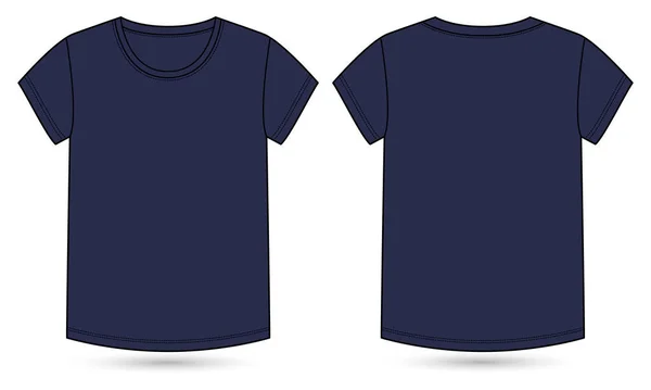 Kurzarm Shirt Tops Technische Mode Flache Skizze Vektor Illustration Vorlage — Stockvektor