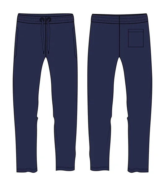 Fleece Fabric Jogger Sweatpants Overall Technical Fashion Flat Sketch Vector — Stock Vector