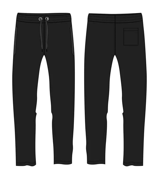 Jogger Sweatpants 전반적 기술적 스케치 일러스트 템플릿 디자인이 Cad 장식하다 — 스톡 벡터