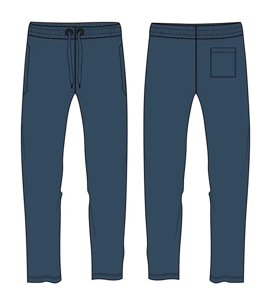 Fleece Fabric Jogger Sweatpants Overall Technical Fashion Flat Sketch Vector — Wektor stockowy
