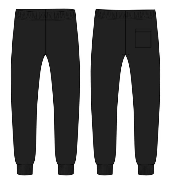 Fleece Fabric Jogger Sweatpants Overall Technical Fashion Flat Sketch Vector — Stockový vektor