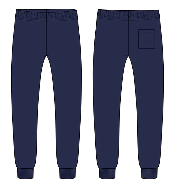 Fleece Fabric Jogger Sweatpants Overall Technical Fashion Flat Sketch Vector — ストックベクタ