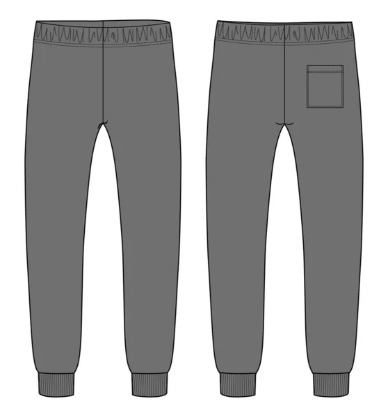 Fleece Fabric Jogger Sweatpants Overall Technical Fashion Flat Sketch Vector — Image vectorielle