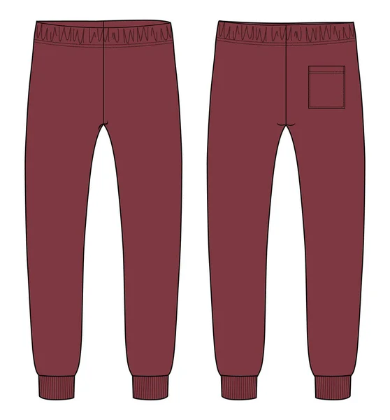 Fleece Fabric Jogger Sweatpants Overall Technical Fashion Flat Sketch Vector — Archivo Imágenes Vectoriales