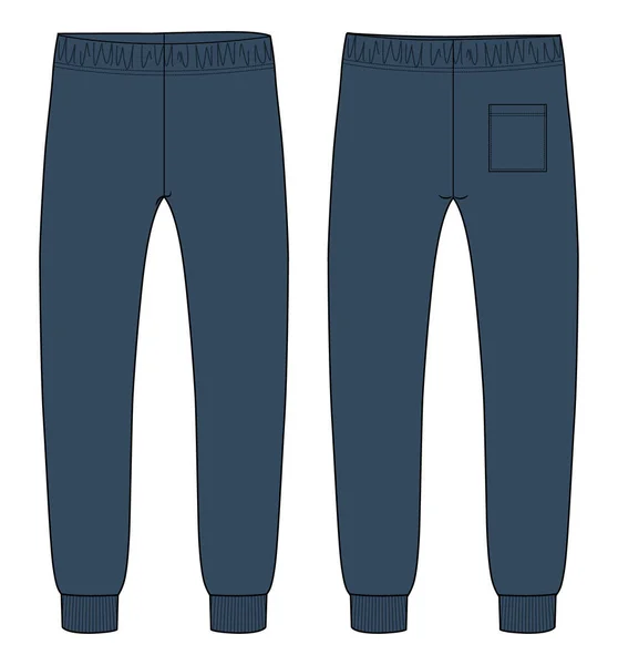 Fleece Tyg Jogger Sweatpants Övergripande Teknisk Mode Platt Skiss Vektor — Stock vektor