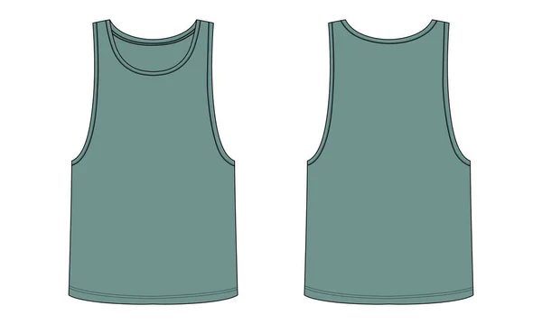 Tank Tops Technical Fashion Plano Bosquejo Vector Ilustración Plantilla Vistas — Vector de stock