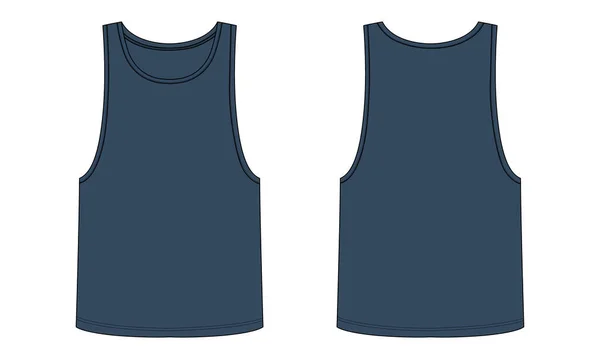 Tank Tops Technical Fashion Platte Schets Vector Illustratiesjabloon Voor Achteraanzichten — Stockvector