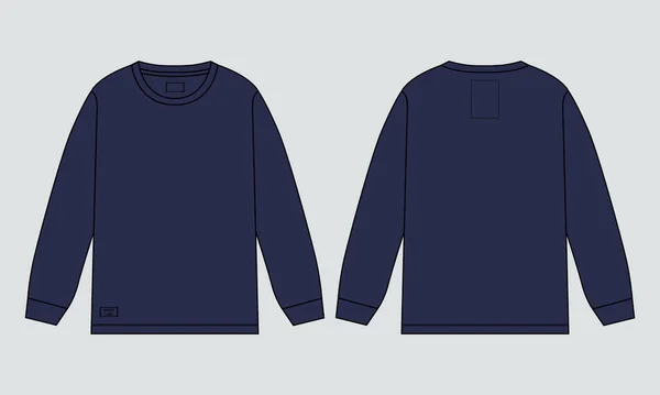 Long Sleeve Basic Shirt Ogólny Moda Techniczna Płaski Szkic Wektor — Wektor stockowy