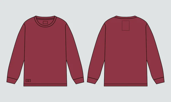 Manica Lunga Basic Shirt Tecnica Generale Moda Piatto Schizzo Vettore — Vettoriale Stock