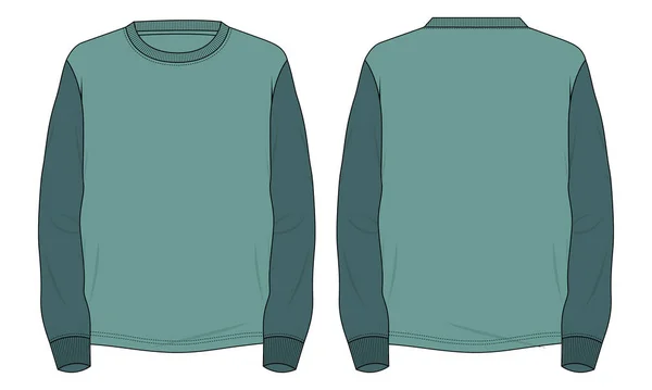 Sudadera Manga Larga Vistas Frontal Trasera Jersey Suéter Para Hombres — Archivo Imágenes Vectoriales