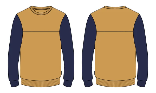 Long Sleeve Sweatshirt Front Back Views Jersey Sweater Men Boys — Stock Vector