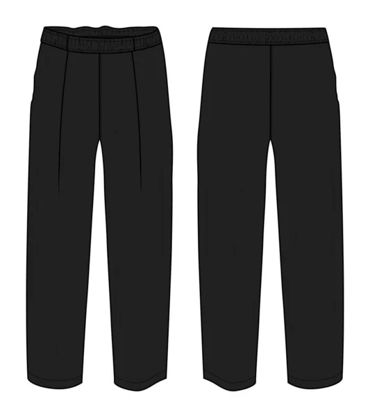 Pantalones Moda Técnica Dibujo Plano Vector Ilustración Con Longitud Media — Vector de stock