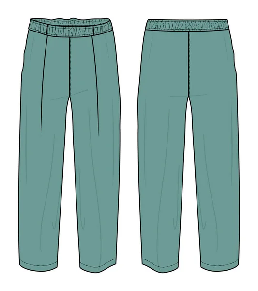 Pantalone Tecnico Moda Piatto Schizzo Vettoriale Illustrazione Con Metà Polpaccio — Vettoriale Stock