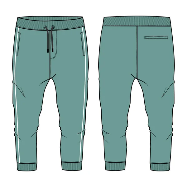 Podstawowe Spodnie Dresowe Widok Przodu Tyłu Wektor Ilustracja Spodnie Jogger — Wektor stockowy