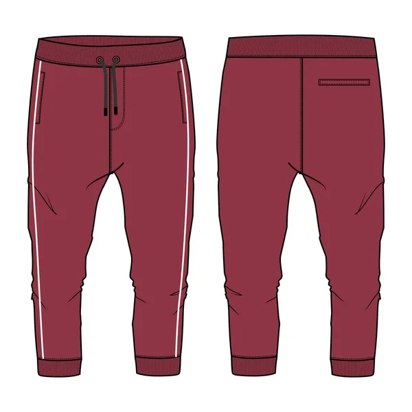 Pantalones Sudor Básicos Vistas Frontal Trasera Ilustración Vectorial Pantalones Jogger — Vector de stock
