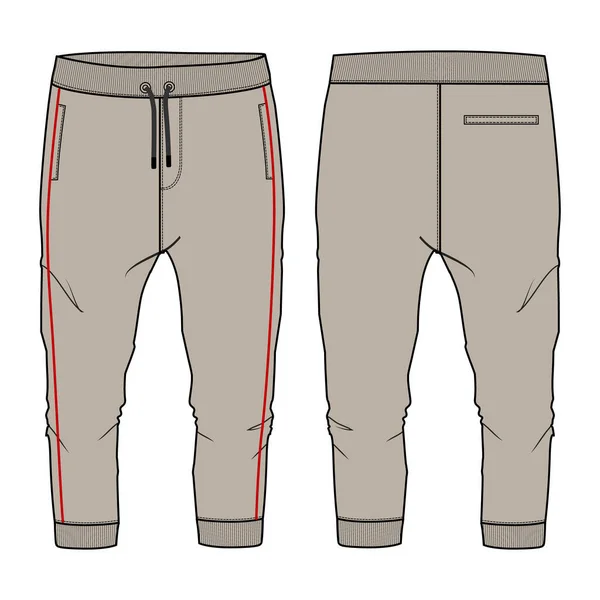 Pantalone Basic Felpa Vista Frontale Posteriore Illustrazione Vettoriale Pantaloni Jogger — Vettoriale Stock